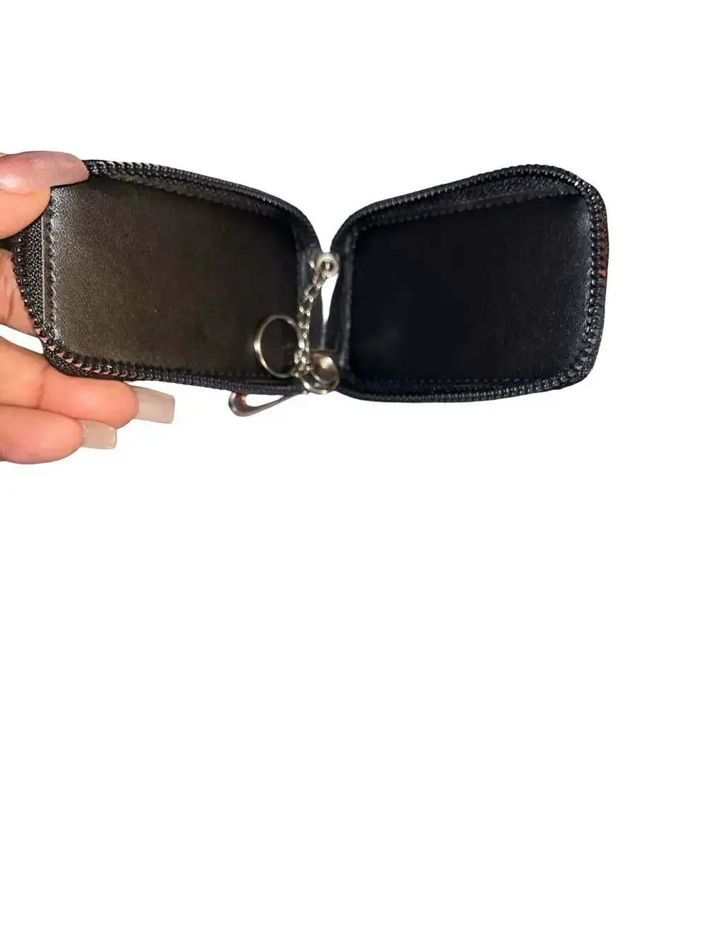 Best Dad Ever Embossed Black PU Leather Zippered Car Key Fob Holder Case